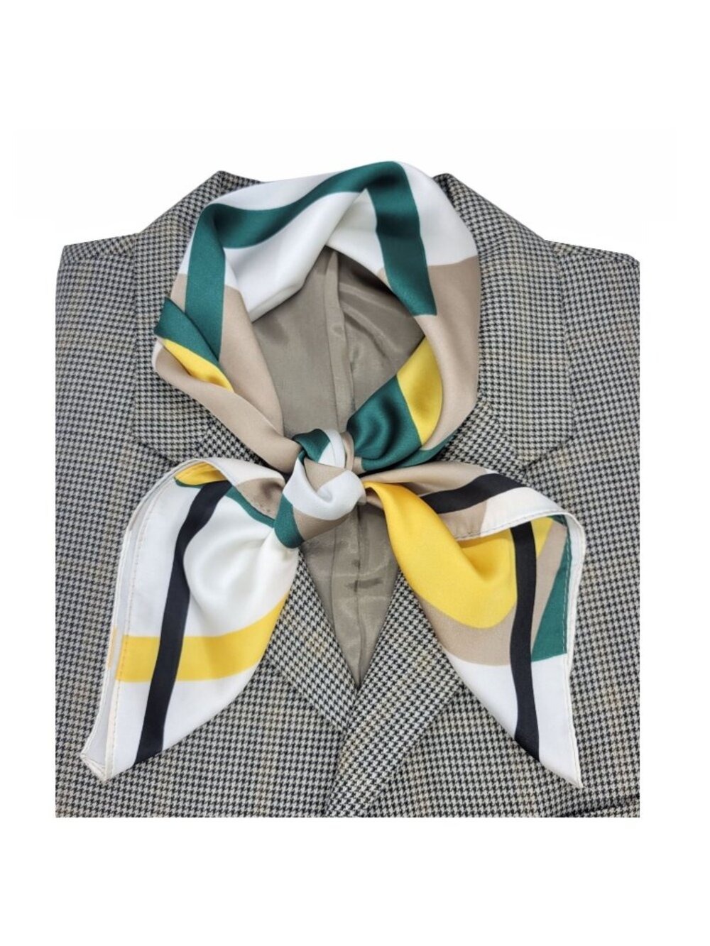 ✨Luxurious Elegant Silky Scarf Yellow Green Black Beige Geometric Square Bandana